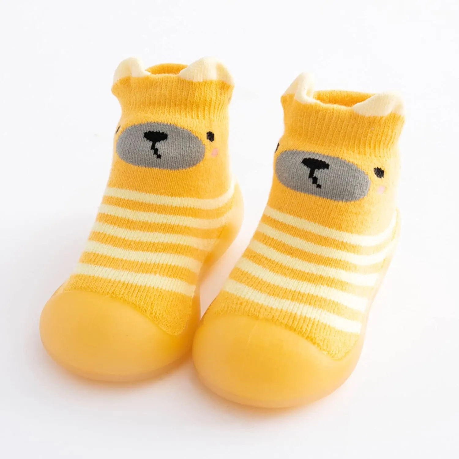 0-4Y Sock Shoes Infant Soft Rubber Sole Shoes Breathable Knit Cotton First Walking Shoes for Kids Baby Girls Boys (Yellow-1, 2-2.5Years)