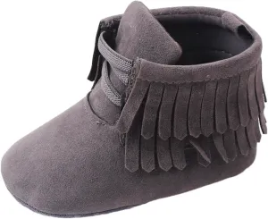 0 to 12M Fashion Shoes Baby Girls Boys Snow Boots Soft Sole Warm Winter Booties Anti Slip Toddler (Grey, 4 Infant)