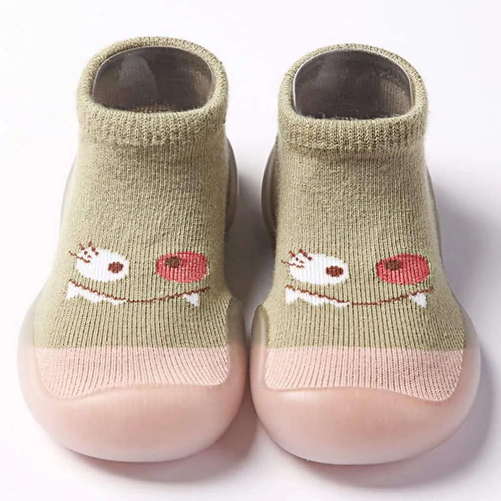 2 Pairs Baby Socks Anti Skid Rubber Soft Sole Infant Slippers Shoes Slipper Cotton Mesh Breathable Lightweight Sock Shoes