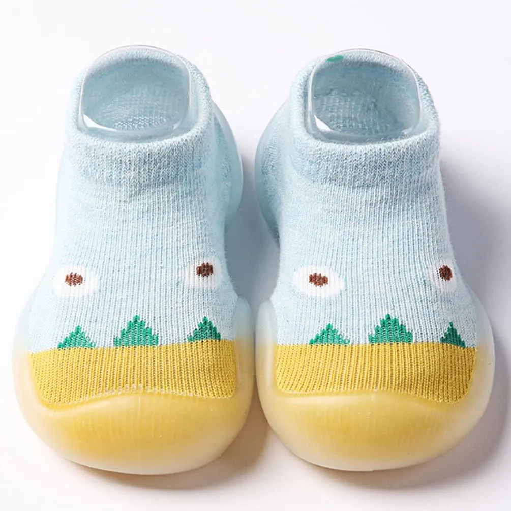 2 Pairs Baby Socks Anti Skid Rubber Soft Sole Infant Slippers Shoes Slipper Cotton Mesh Breathable Lightweight Sock Shoes