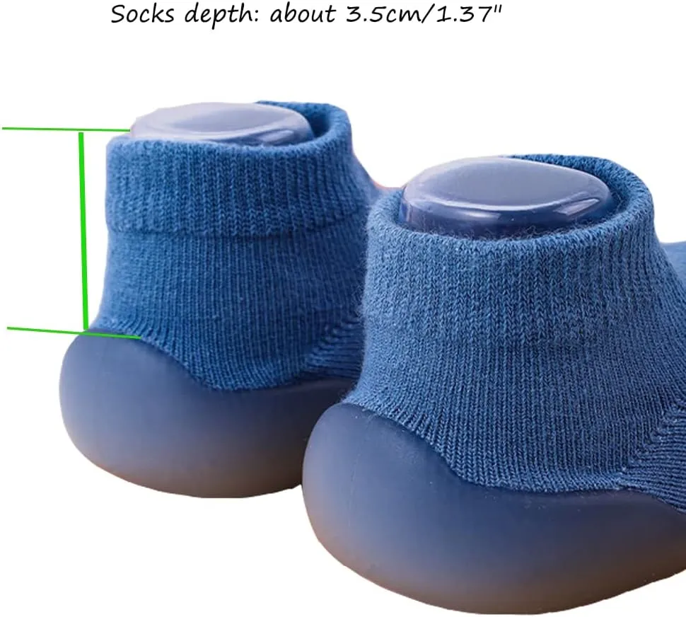 2 Pairs Baby Socks Anti Skid Rubber Soft Sole Infant Slippers Shoes Slipper Cotton Mesh Breathable Lightweight Sock Shoes