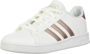 adidas baby boys Grand Court - Kids Sneaker, White/Copper Metallic/Glow Pink, 5 Toddler US