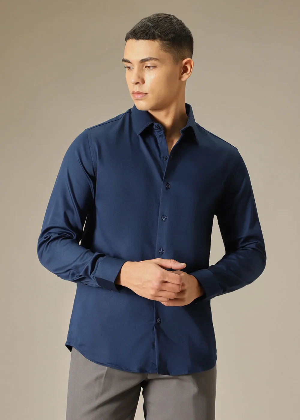 Admiral Blue Satin Shirt