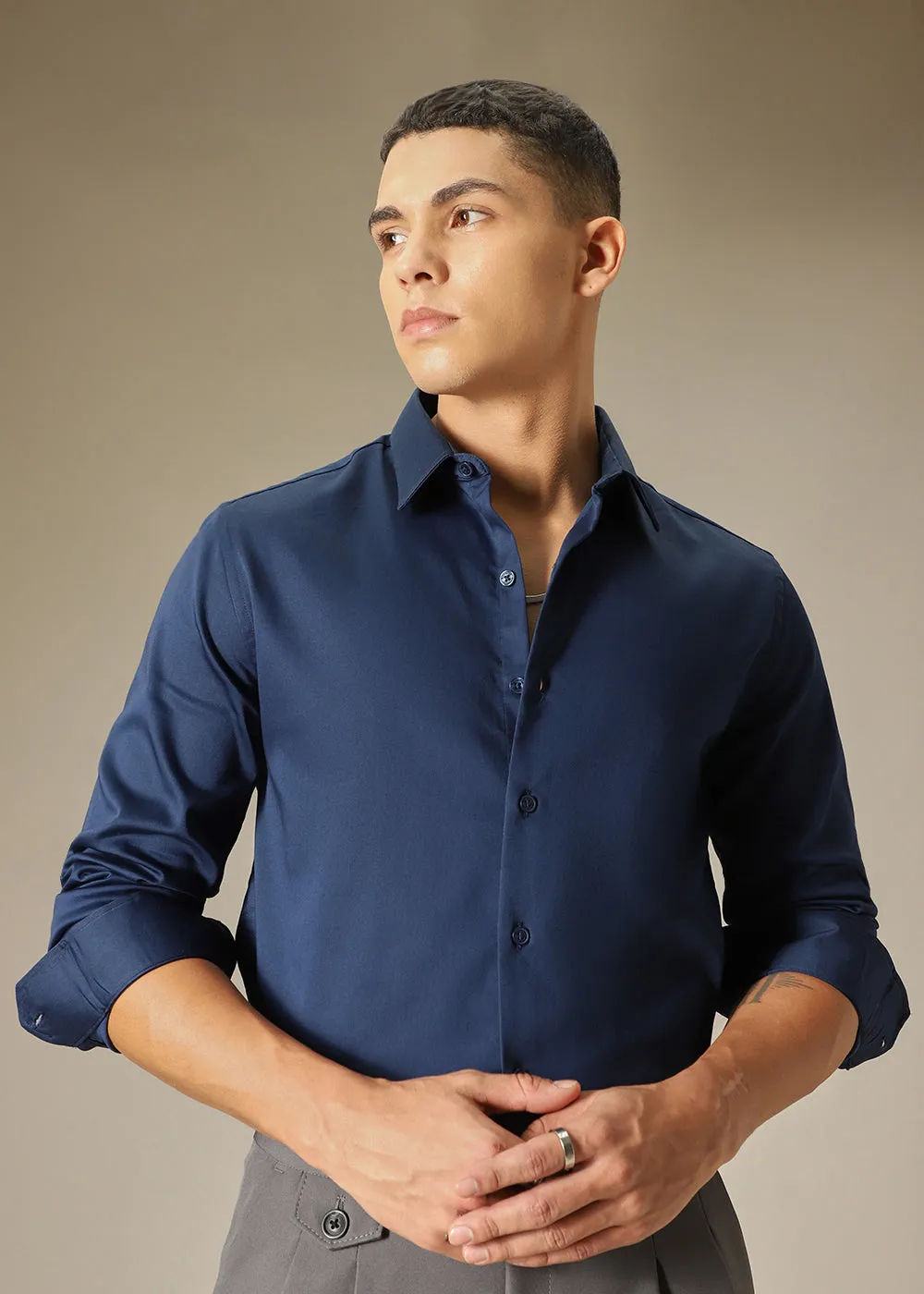 Admiral Blue Satin Shirt
