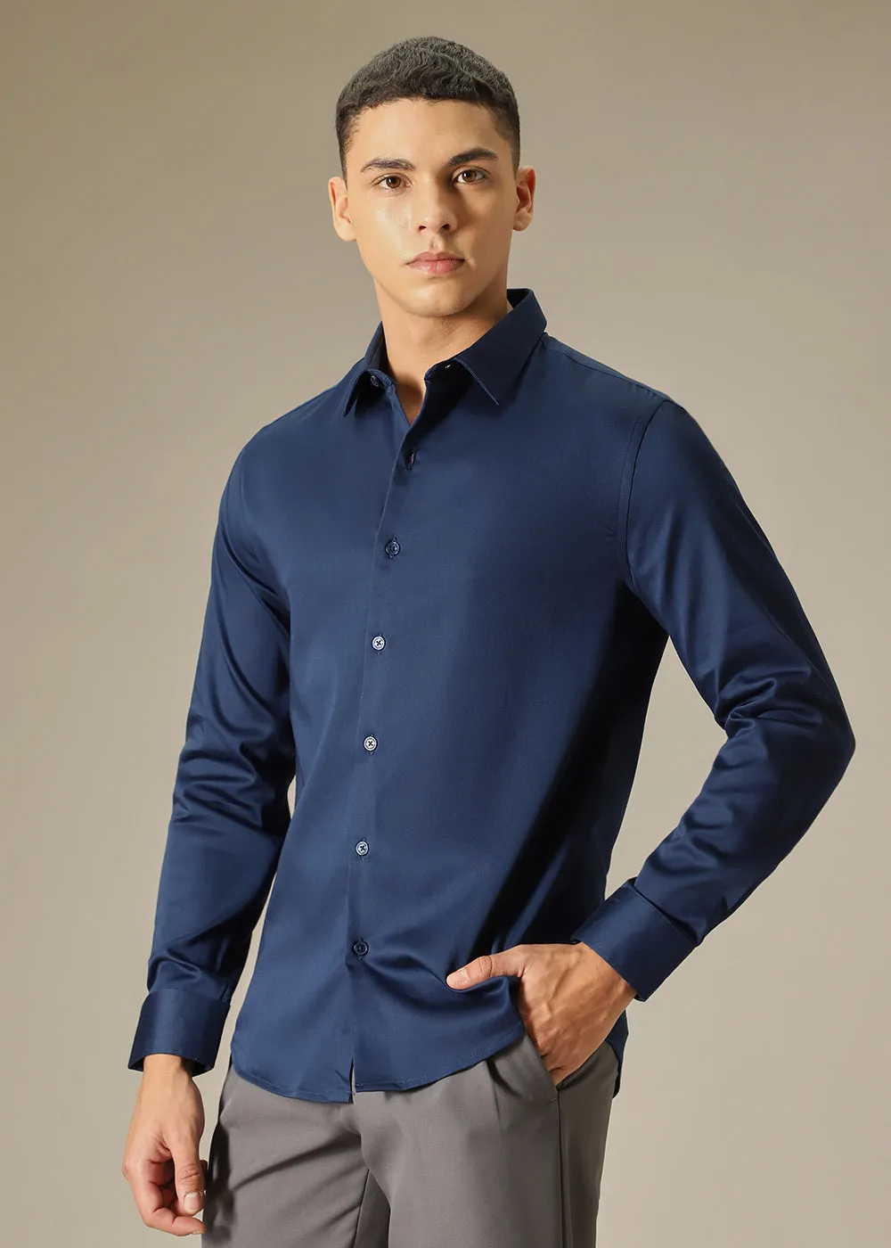 Admiral Blue Satin Shirt