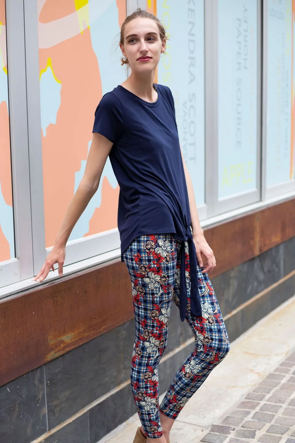 Avelyn Navy Front Tie Top