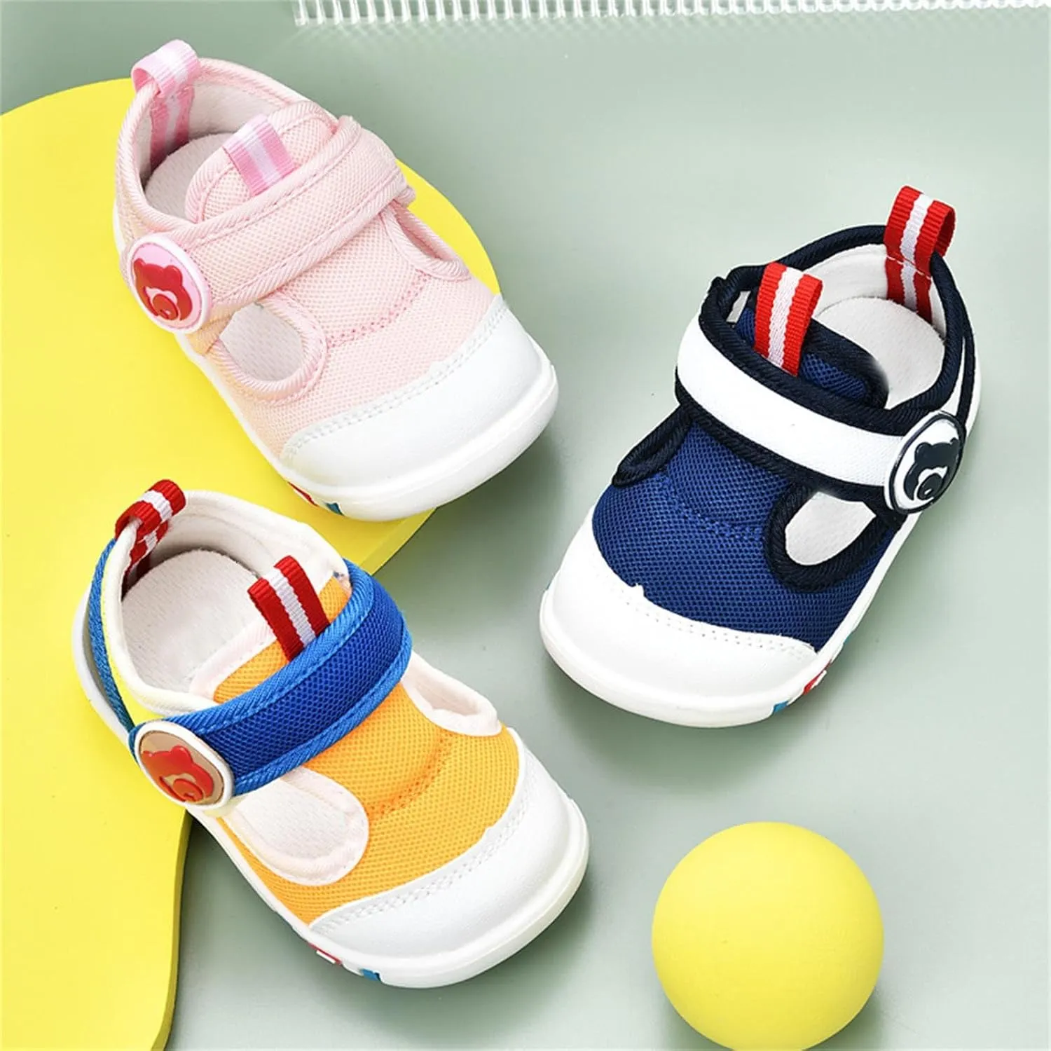 Baby Boy Girl Sandals Lightweight Breathable Summer Mesh Sneakers Non-Slip Toddler Breathable First Walking Shoes