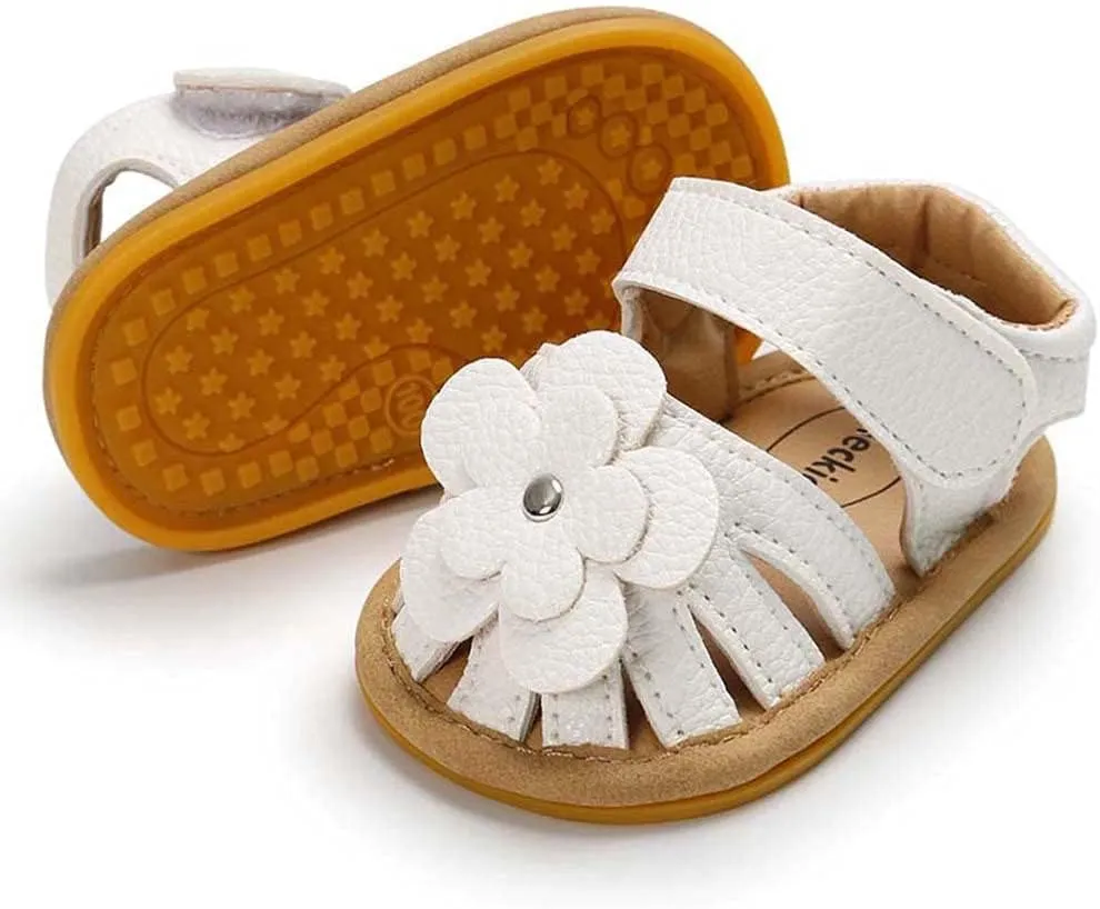 Baby Boy Girl Sandals Soft Sole Summer Flower Shoes Anti Slip Rubber Sole Newborn 0-18M Prewalker First Walking Shoes