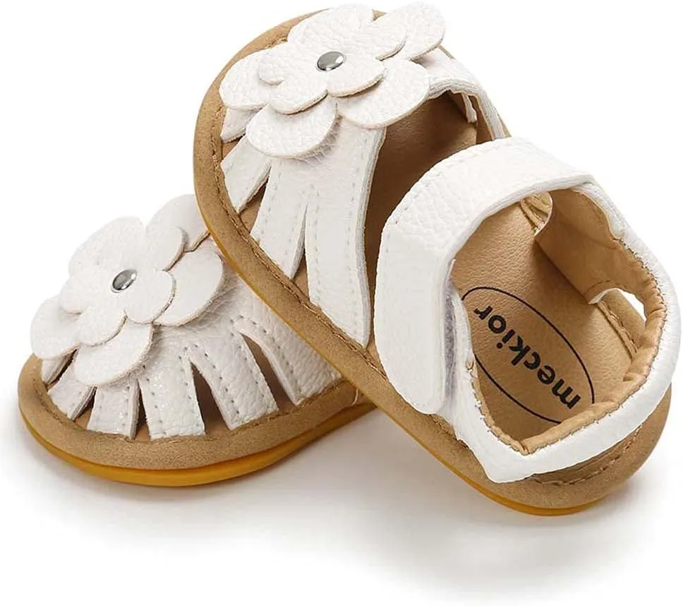 Baby Boy Girl Sandals Soft Sole Summer Flower Shoes Anti Slip Rubber Sole Newborn 0-18M Prewalker First Walking Shoes