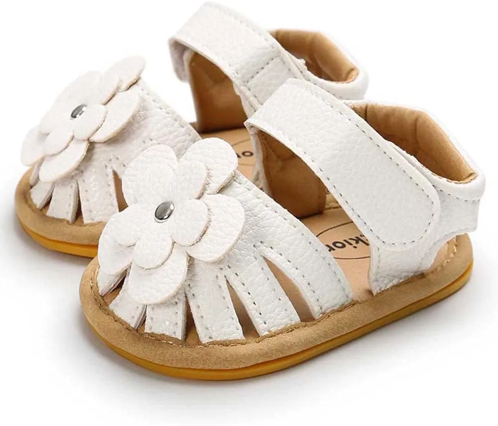 Baby Boy Girl Sandals Soft Sole Summer Flower Shoes Anti Slip Rubber Sole Newborn 0-18M Prewalker First Walking Shoes