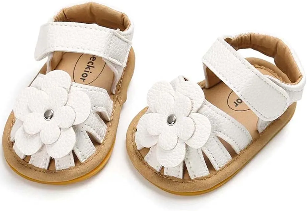 Baby Boy Girl Sandals Soft Sole Summer Flower Shoes Anti Slip Rubber Sole Newborn 0-18M Prewalker First Walking Shoes