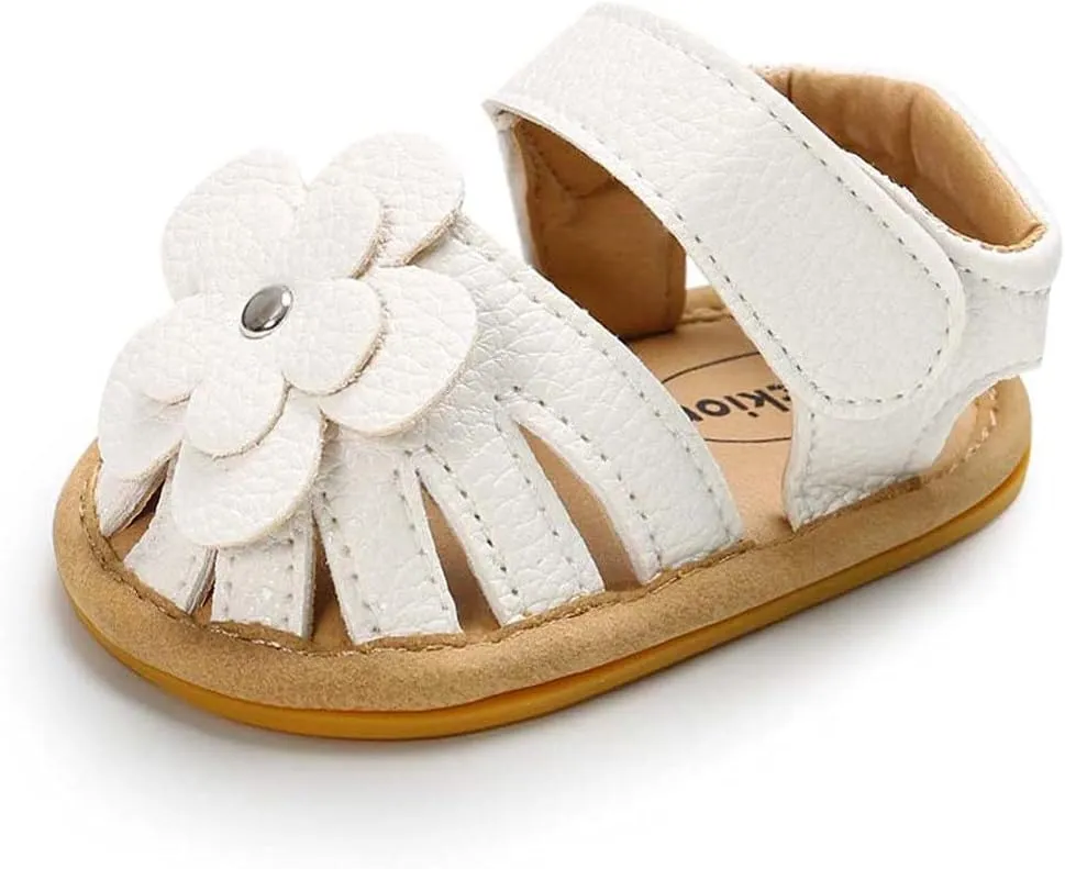 Baby Boy Girl Sandals Soft Sole Summer Flower Shoes Anti Slip Rubber Sole Newborn 0-18M Prewalker First Walking Shoes