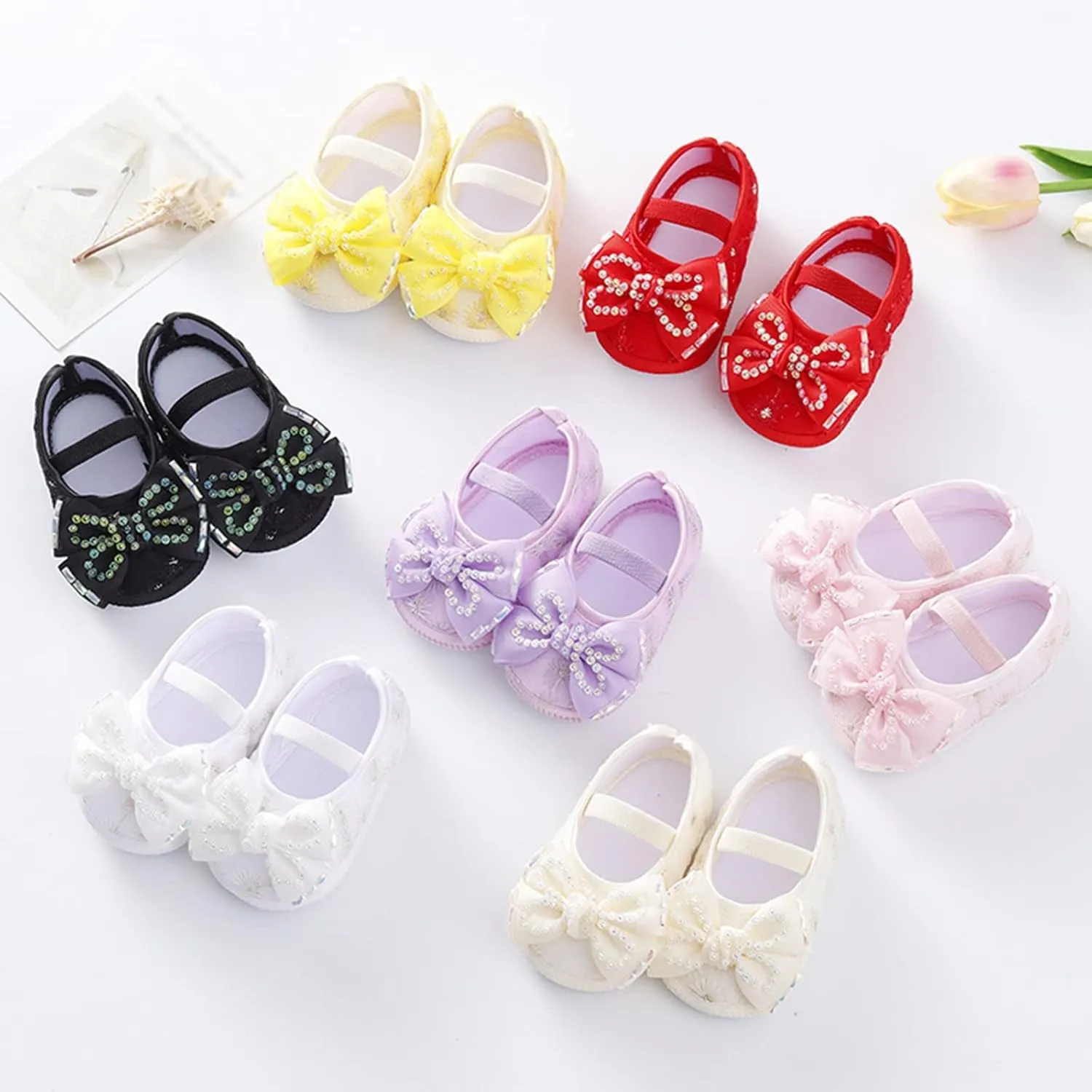 Baby Boy Shoes Baby Shoes Fashion Soft Sole Toddler Shoes Pearl Dress Flower Princess Shoes Walking Shoes for Babies