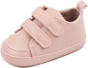 Baby Boys Girls Anti-Slip Sneakers Newborn Toddler Soft Slip On First Walking Leather Shoes for Outdoor Simple Shoes