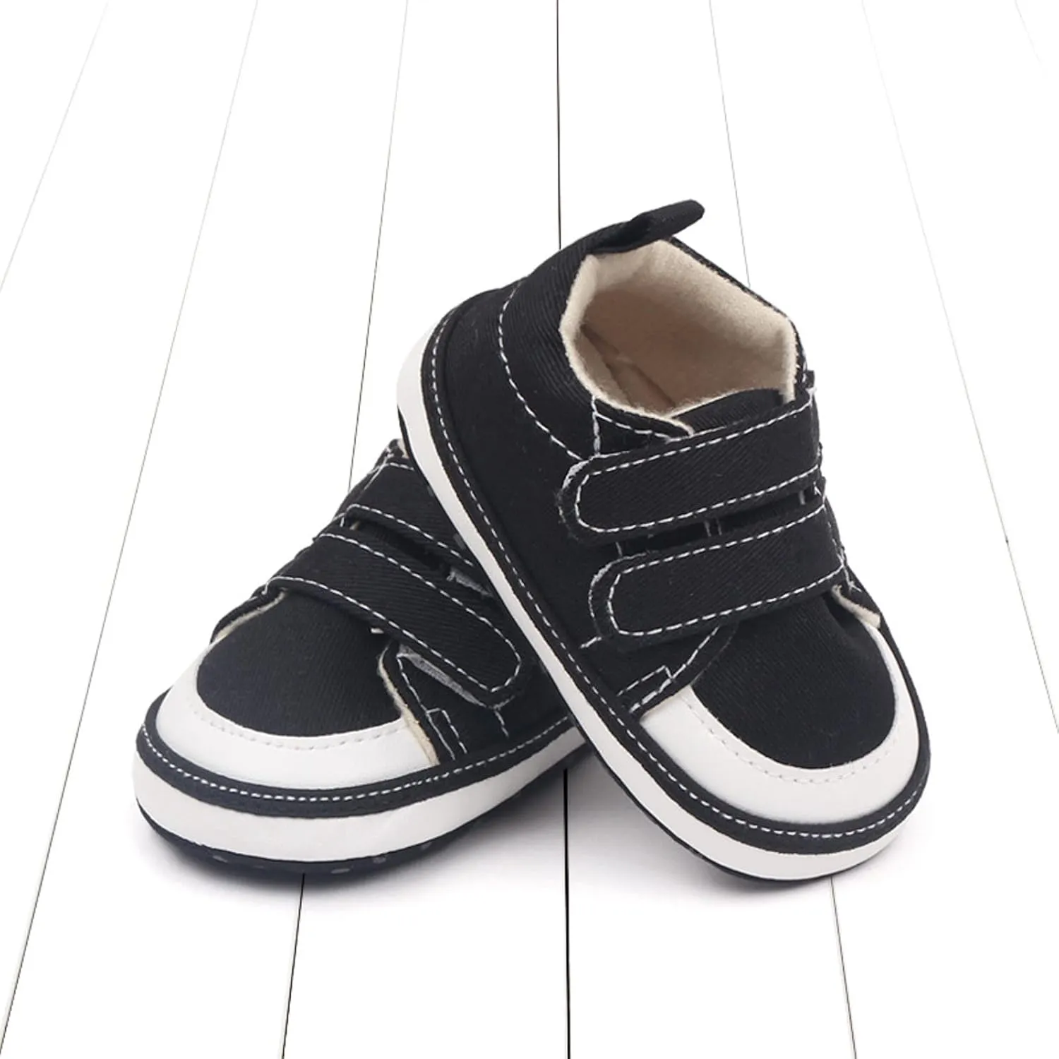 Baby Boys Girls Canvas First Walking Shoes, Newborn Infant Non Slip Soft Sole Comfortable Platform Casual Sneaker