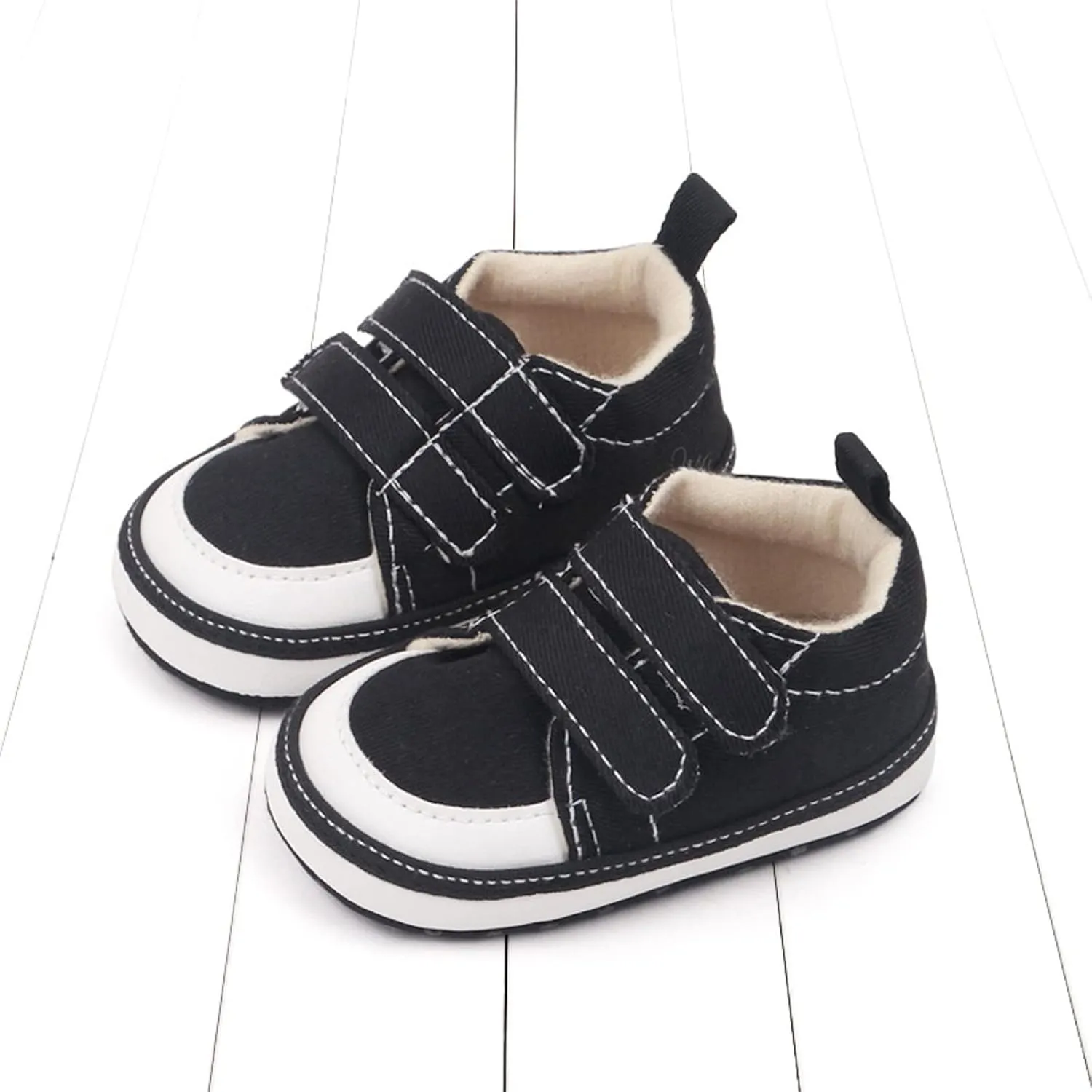 Baby Boys Girls Canvas First Walking Shoes, Newborn Infant Non Slip Soft Sole Comfortable Platform Casual Sneaker