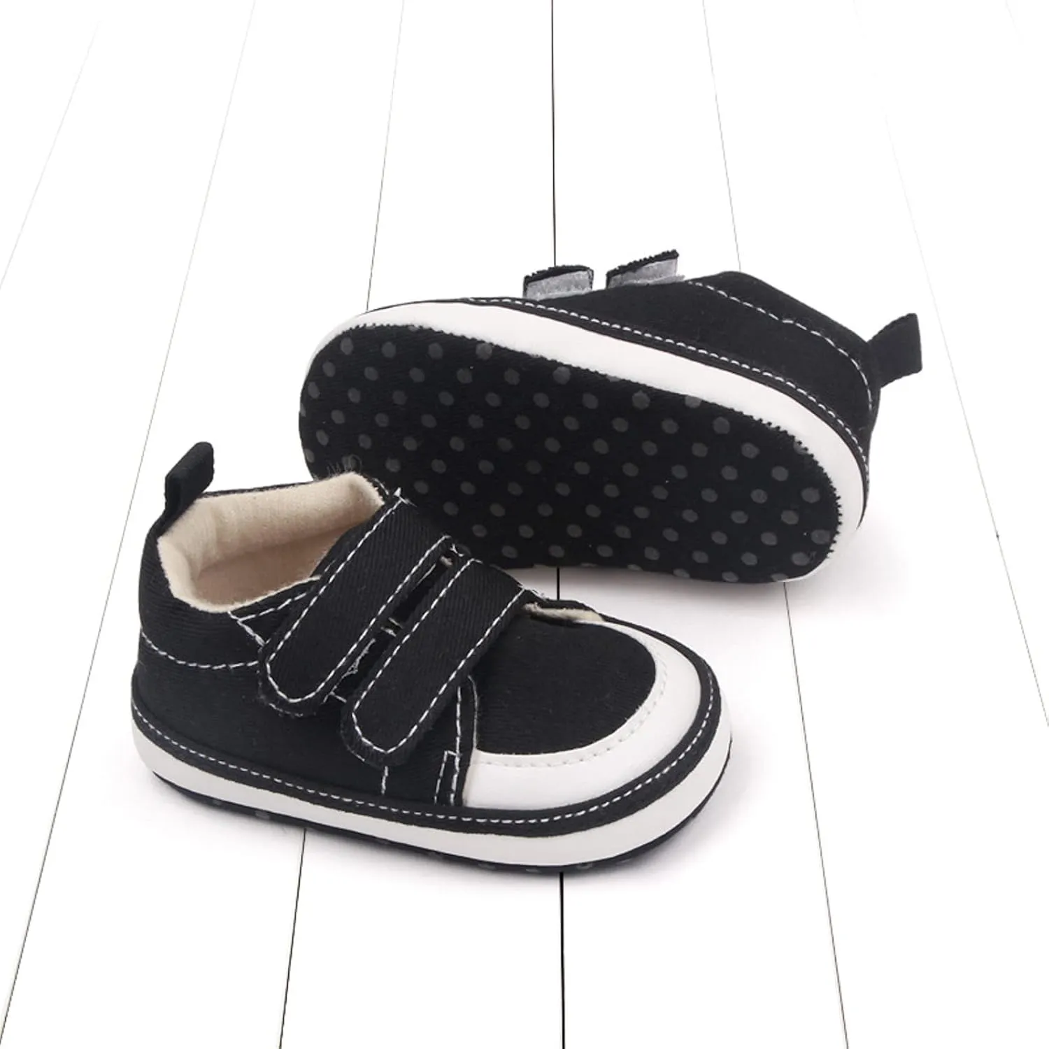 Baby Boys Girls Canvas First Walking Shoes, Newborn Infant Non Slip Soft Sole Comfortable Platform Casual Sneaker