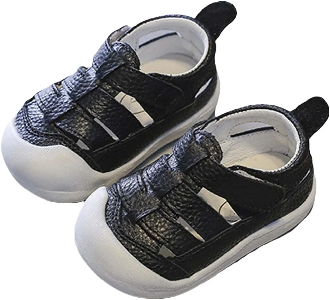 Baby Boys Girls Closed Toe Summer Sandals Lightweight Non-Slip Soft Sole Leather Athletic Sneakers Outdoor Shoes