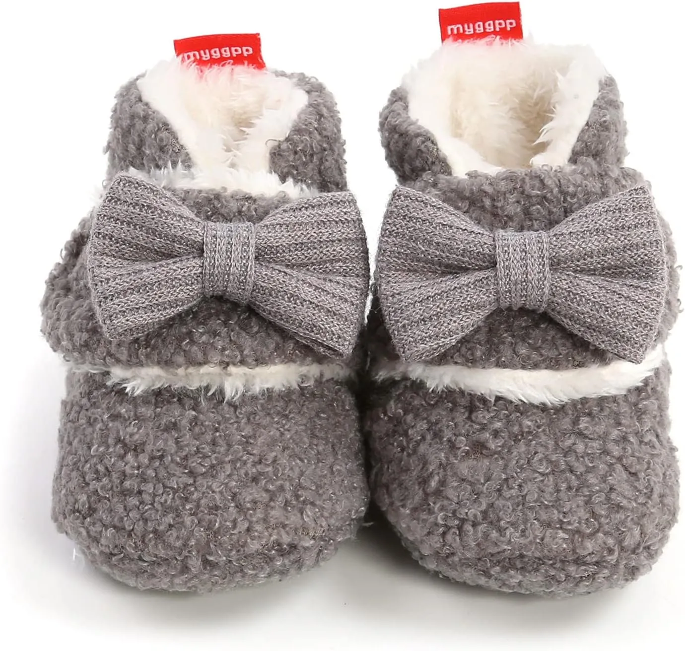 Baby Boys Girls Fleece Fur Knit Winter Warm Snow Boots Soft Sole Crib Shoes Booties for Newborn Infant First Walkers