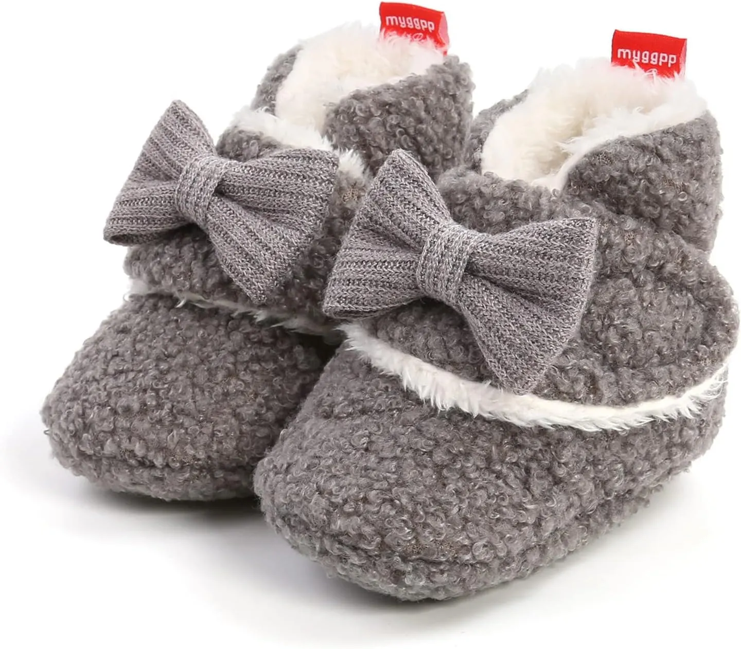 Baby Boys Girls Fleece Fur Knit Winter Warm Snow Boots Soft Sole Crib Shoes Booties for Newborn Infant First Walkers