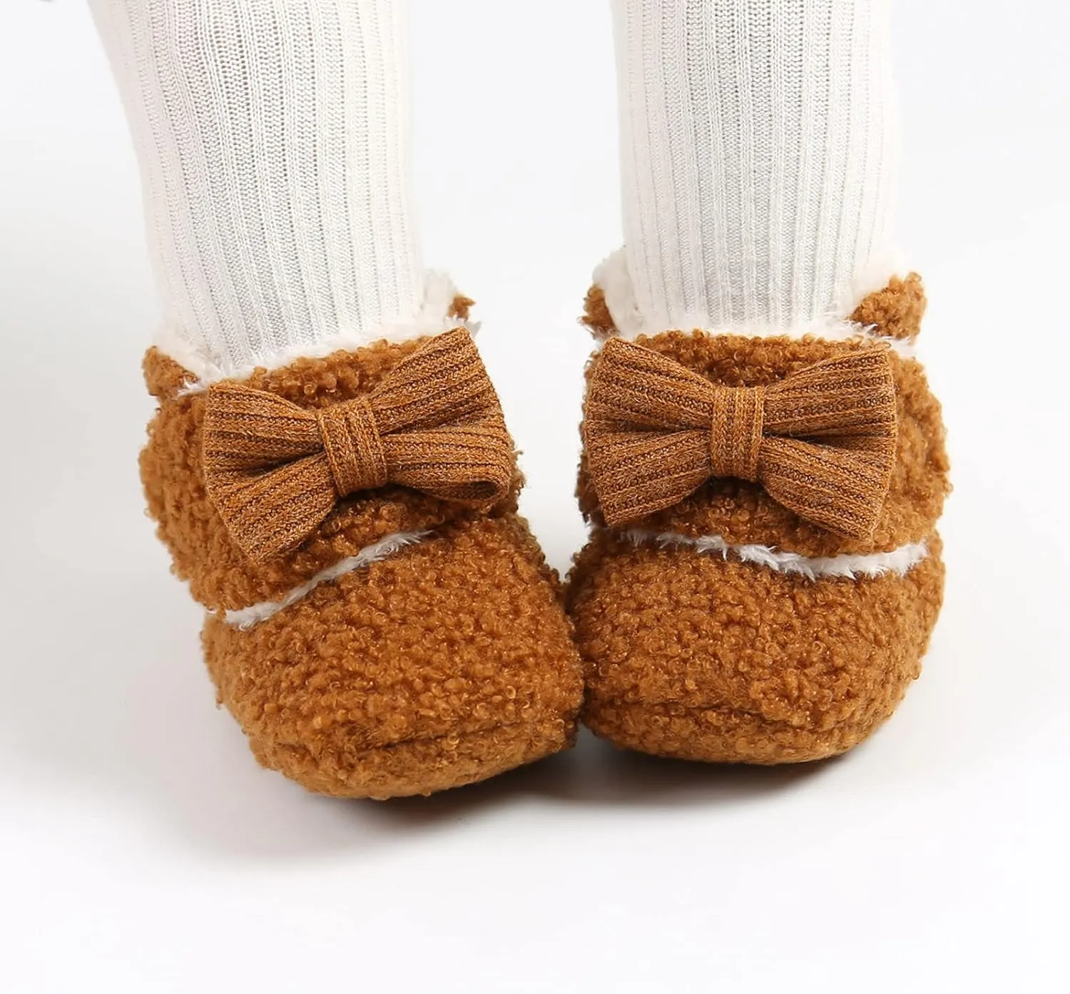 Baby Boys Girls Fleece Fur Knit Winter Warm Snow Boots Soft Sole Crib Shoes Booties for Newborn Infant First Walkers