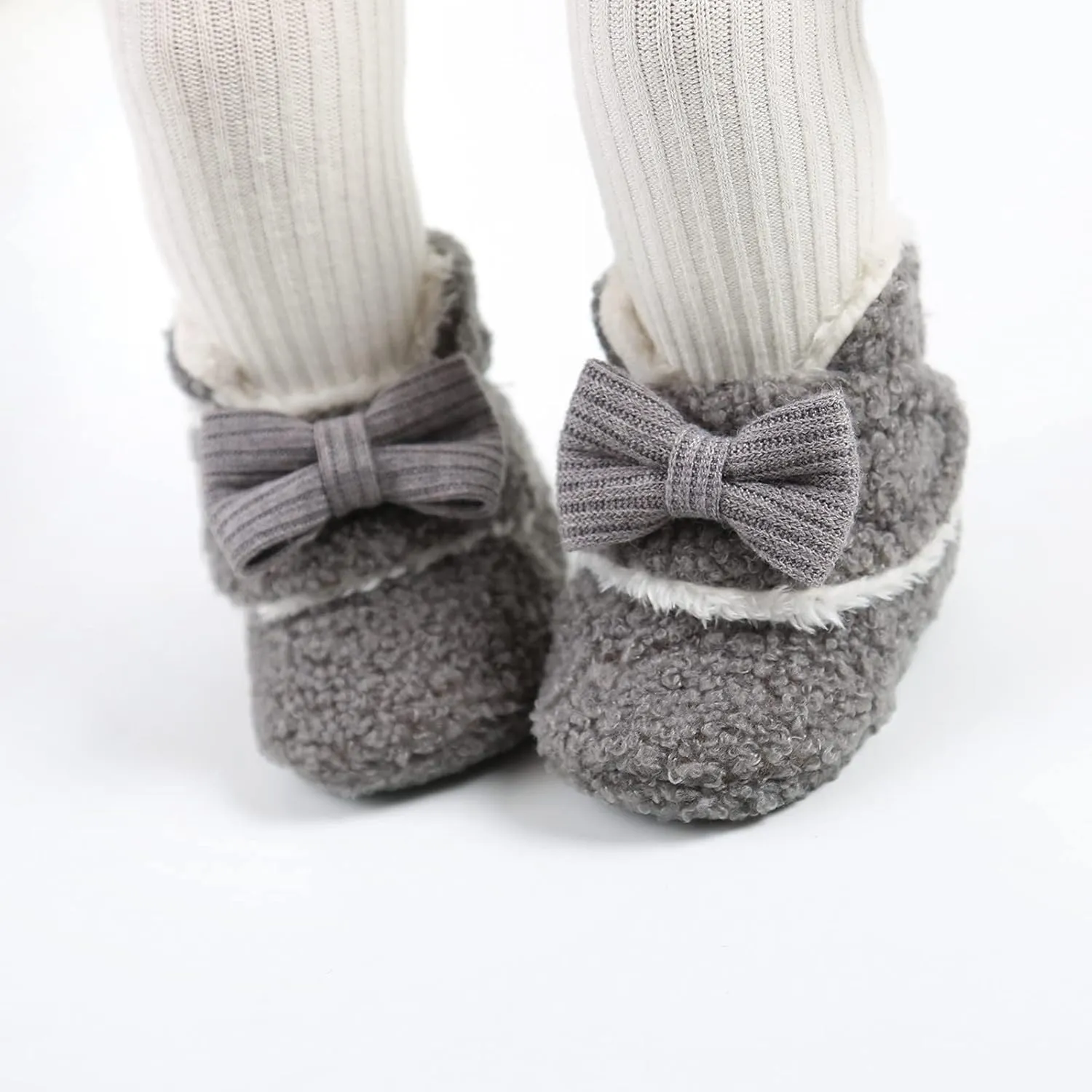 Baby Boys Girls Fleece Fur Knit Winter Warm Snow Boots Soft Sole Crib Shoes Booties for Newborn Infant First Walkers