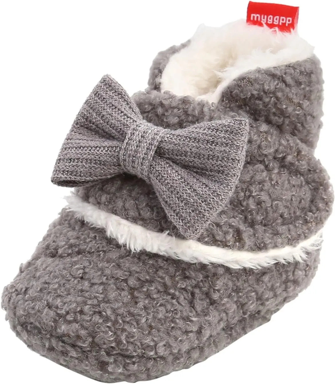 Baby Boys Girls Fleece Fur Knit Winter Warm Snow Boots Soft Sole Crib Shoes Booties for Newborn Infant First Walkers