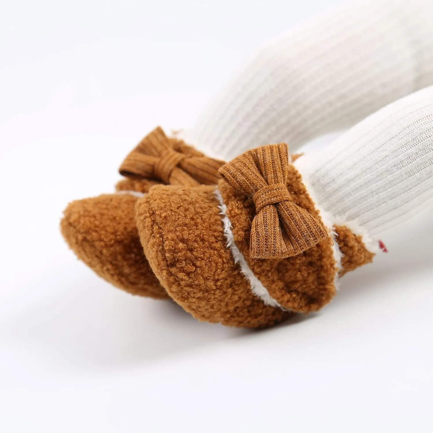 Baby Boys Girls Fleece Fur Knit Winter Warm Snow Boots Soft Sole Crib Shoes Booties for Newborn Infant First Walkers