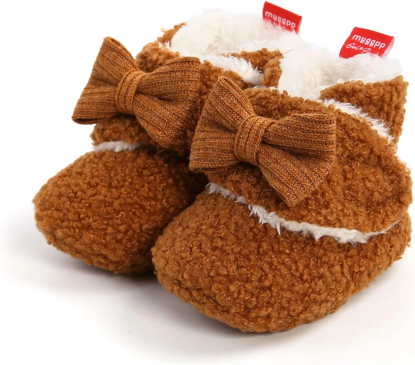Baby Boys Girls Fleece Fur Knit Winter Warm Snow Boots Soft Sole Crib Shoes Booties for Newborn Infant First Walkers