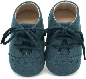 Baby Boys Girls Lace Up Suede Boots Sneakers Soft Rubber Sole Infant Newborn Oxford Anti-Slip Toddler Dress Shoes