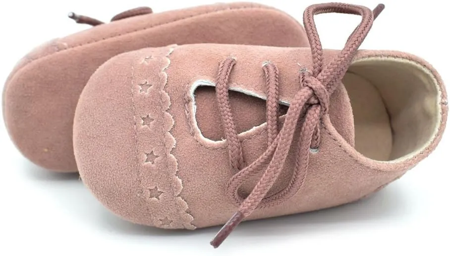 Baby Boys Girls Lace Up Suede Boots Sneakers Soft Rubber Sole Infant Newborn Oxford Anti-Slip Toddler Dress Shoes