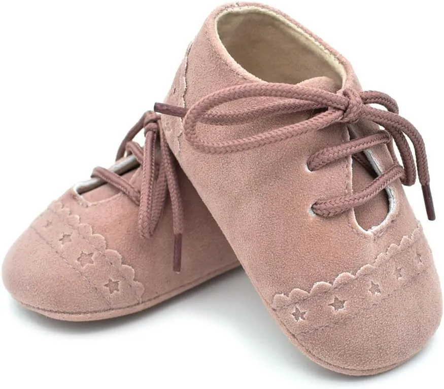 Baby Boys Girls Lace Up Suede Boots Sneakers Soft Rubber Sole Infant Newborn Oxford Anti-Slip Toddler Dress Shoes