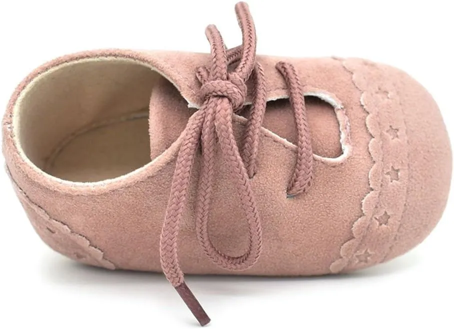 Baby Boys Girls Lace Up Suede Boots Sneakers Soft Rubber Sole Infant Newborn Oxford Anti-Slip Toddler Dress Shoes