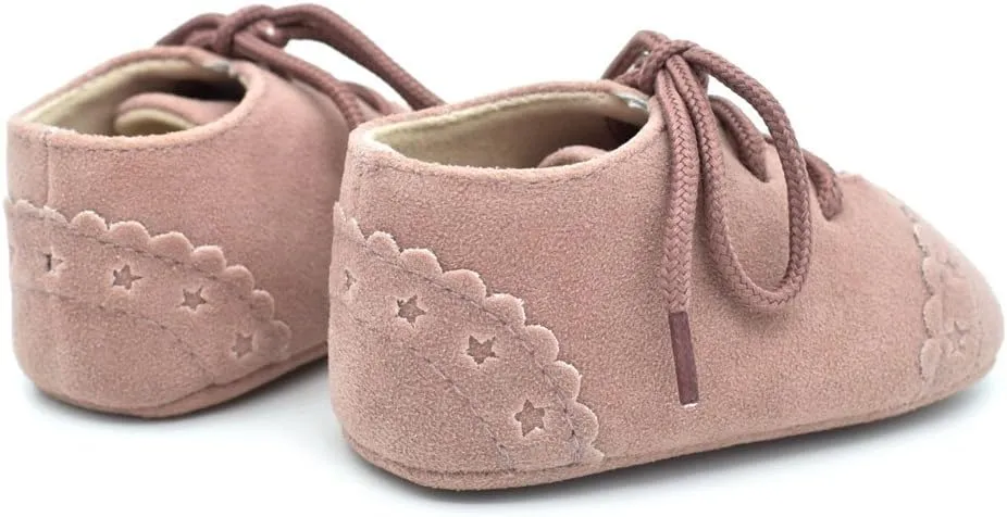 Baby Boys Girls Lace Up Suede Boots Sneakers Soft Rubber Sole Infant Newborn Oxford Anti-Slip Toddler Dress Shoes