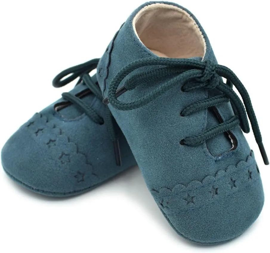 Baby Boys Girls Lace Up Suede Boots Sneakers Soft Rubber Sole Infant Newborn Oxford Anti-Slip Toddler Dress Shoes