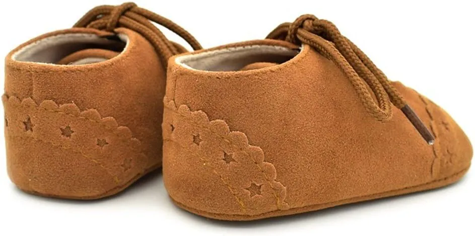 Baby Boys Girls Lace Up Suede Boots Sneakers Soft Rubber Sole Infant Newborn Oxford Anti-Slip Toddler Dress Shoes