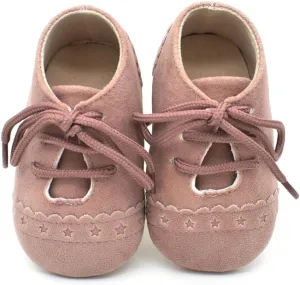 Baby Boys Girls Lace Up Suede Boots Sneakers Soft Rubber Sole Infant Newborn Oxford Anti-Slip Toddler Dress Shoes