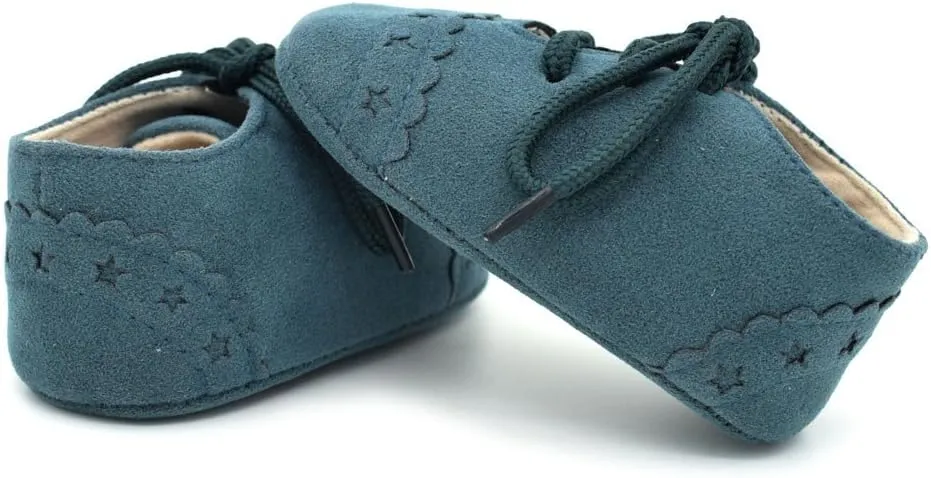 Baby Boys Girls Lace Up Suede Boots Sneakers Soft Rubber Sole Infant Newborn Oxford Anti-Slip Toddler Dress Shoes