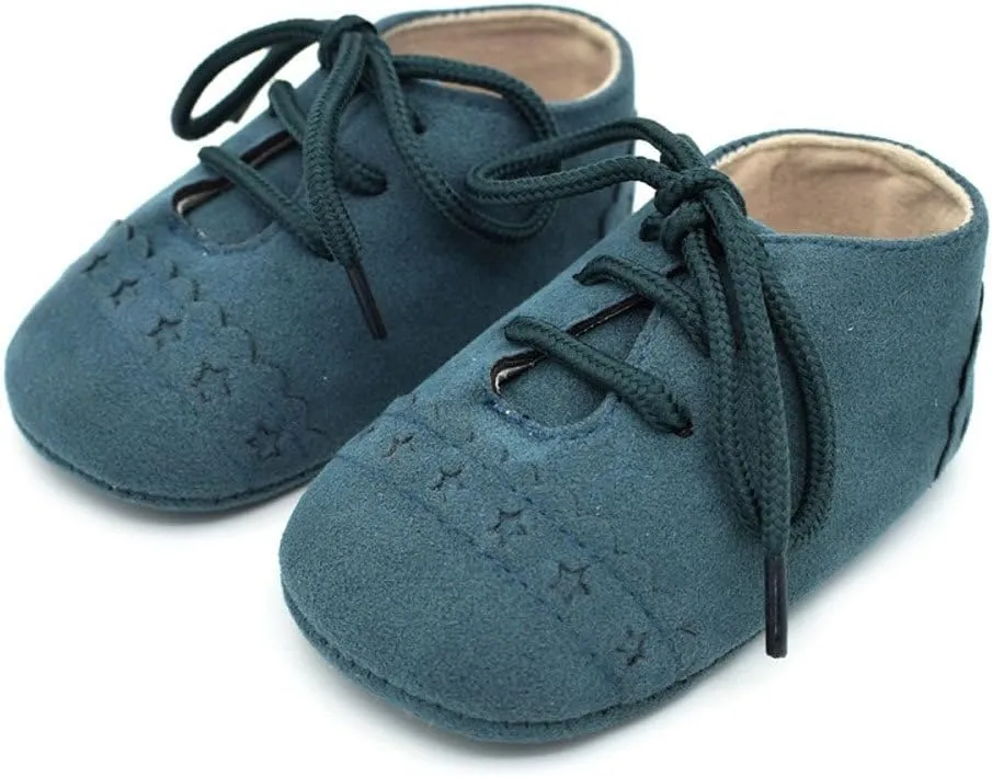 Baby Boys Girls Lace Up Suede Boots Sneakers Soft Rubber Sole Infant Newborn Oxford Anti-Slip Toddler Dress Shoes