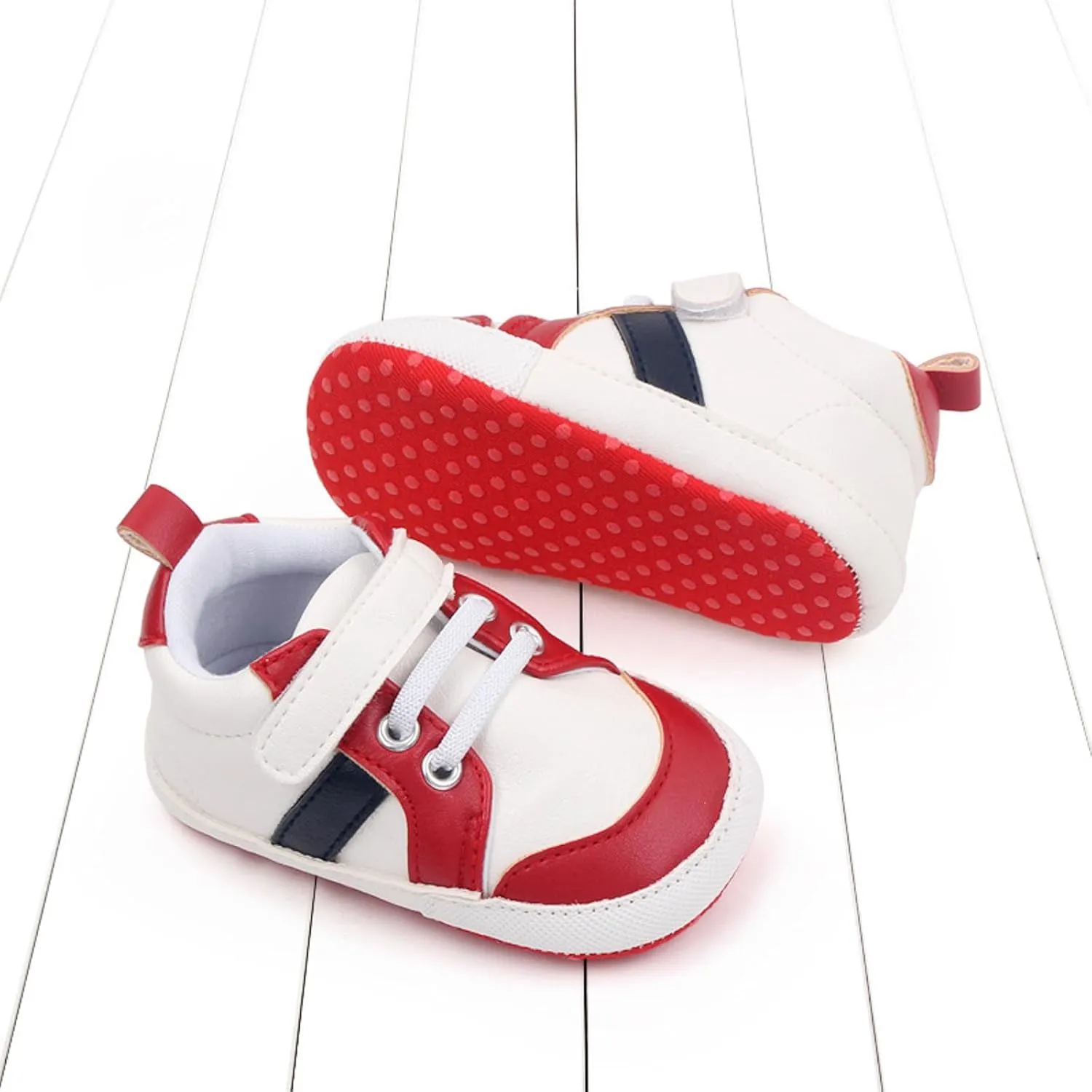 Baby Boys Girls Leather First Walking Sneakers Toddler Infant Anti-Slip Soft Sole Lightweight First Step Shoes