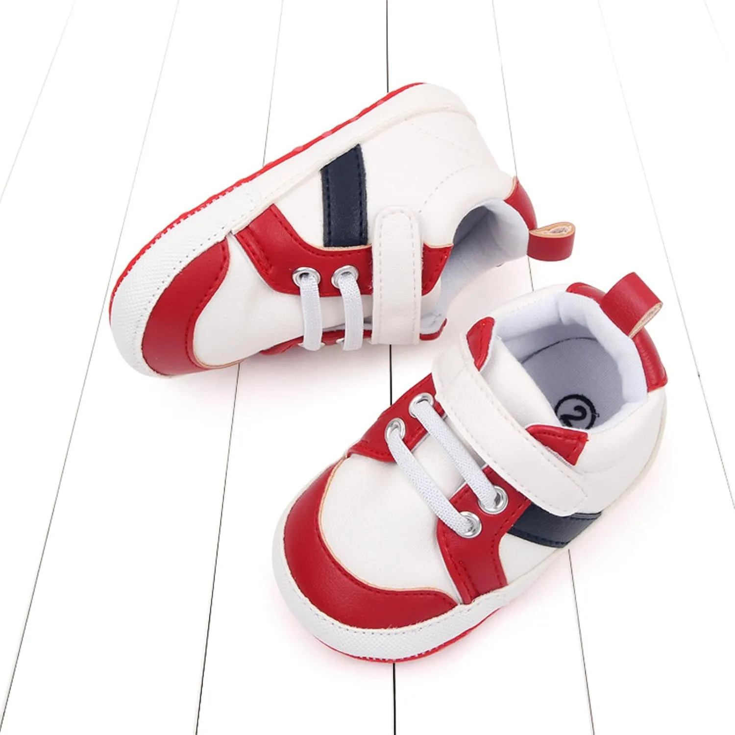 Baby Boys Girls Leather First Walking Sneakers Toddler Infant Anti-Slip Soft Sole Lightweight First Step Shoes