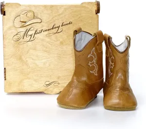 Baby Cowboy Boots Real Leather Premium Box Soft Sole Infant Toddler Boys Girls Newborn Special Occasion Prewalkers Custom