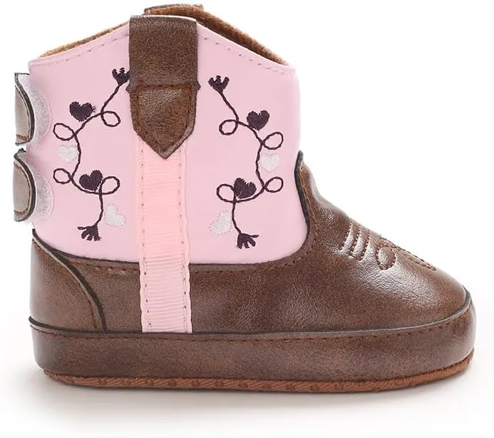 Baby Cowboy Boots Western Boots Toddler Cowboy Bootie Soft Sole Non-Slip Crib Shoes for Infant Boys Girls 0-18 Months