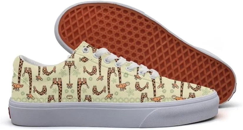 Baby Giraffe Canvas Low Sneaker Shoes For Women