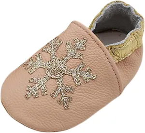 Baby Girls Baby Boys Christmas Flat Shoes Toddler Soft Sole Shoes First Walking rib Shoes Flat Snowflakes Print Shoes
