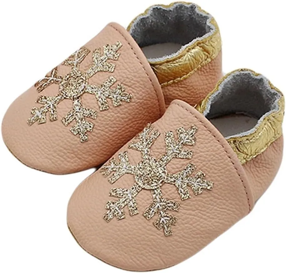 Baby Girls Baby Boys Christmas Flat Shoes Toddler Soft Sole Shoes First Walking rib Shoes Flat Snowflakes Print Shoes