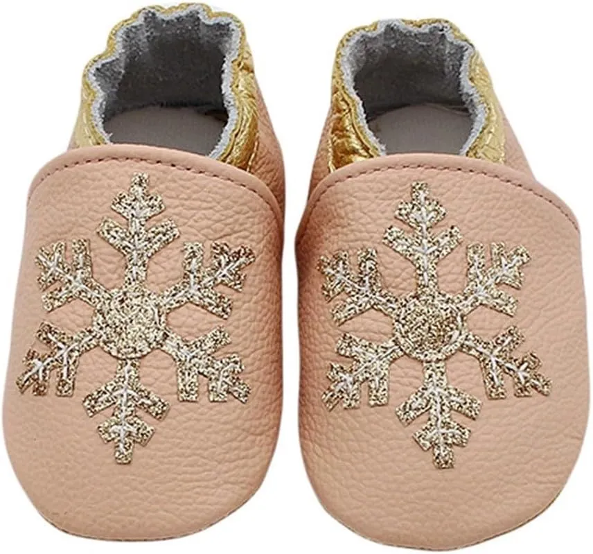 Baby Girls Baby Boys Christmas Flat Shoes Toddler Soft Sole Shoes First Walking rib Shoes Flat Snowflakes Print Shoes