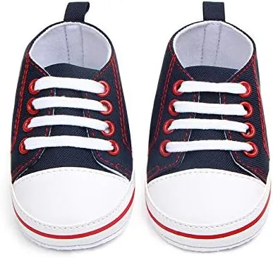 Baby Girls Boys Canvas Sneakers Soft Sole High-Top Ankle Infant First Walkers Crib Shoes