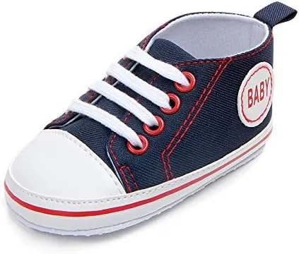 Baby Girls Boys Canvas Sneakers Soft Sole High-Top Ankle Infant First Walkers Crib Shoes