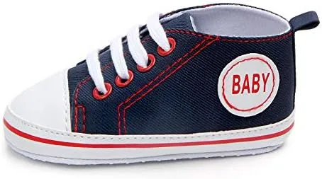 Baby Girls Boys Canvas Sneakers Soft Sole High-Top Ankle Infant First Walkers Crib Shoes